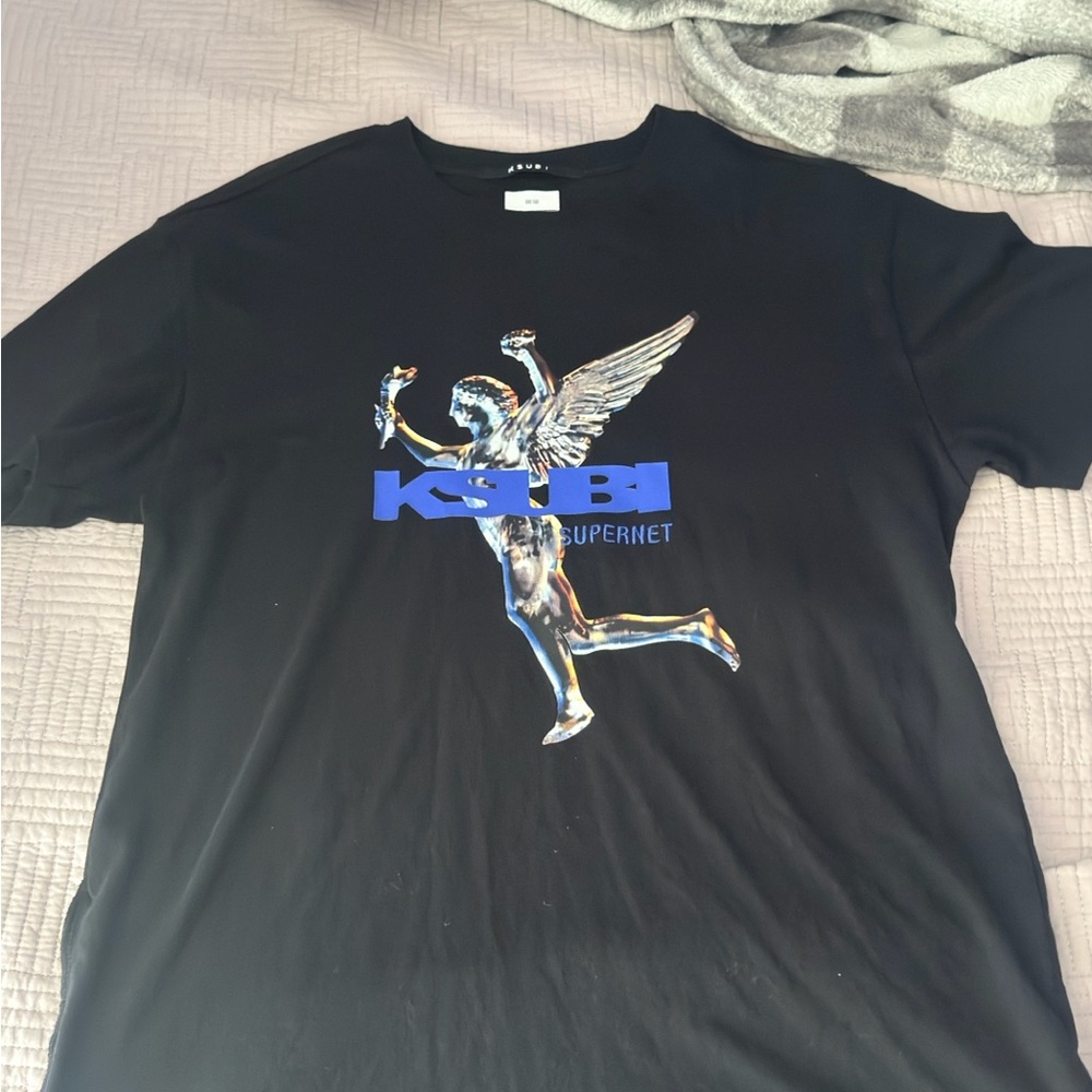 Ksubi Black Tee with Blue and Silver Graphic